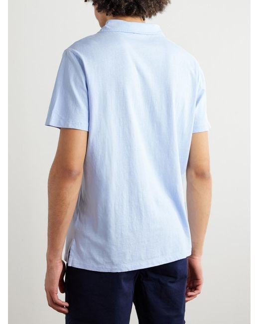 Polo Ralph Lauren Blue Logo-embroidered Cotton And Linen-blend Jersey Polo Shirt for men