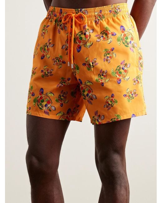 Vilebrequin Orange Mahina Straight-leg Mid-length Recycled Swim Shorts for men