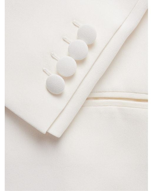 Brioni Smokingjacke aus Seiden-Crêpe mit doppelreihiger Knopfleiste und Schalkragen in White für Herren