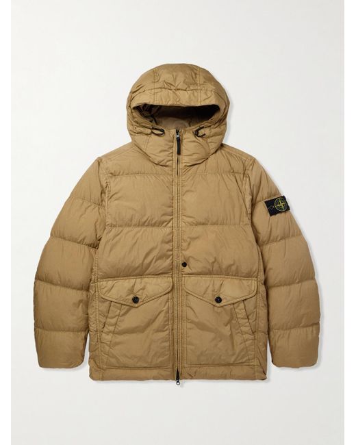 Stone Island Natural Logo-Appliquéd Quilted Shell Down Jacket for men