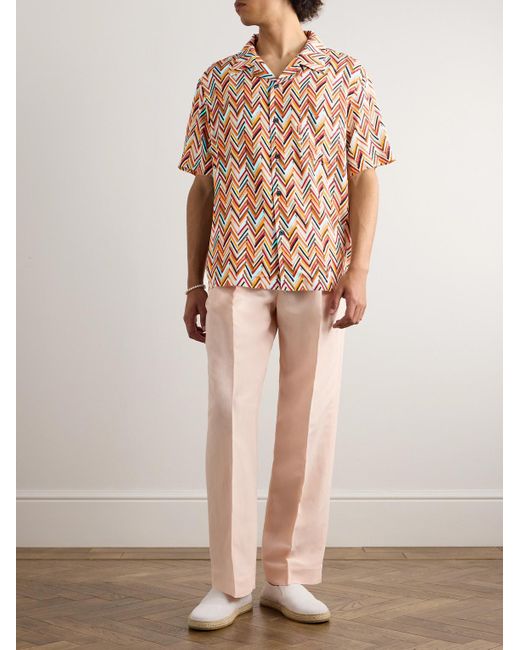 Missoni Pink Camp-collar Printed Woven Shirt for men