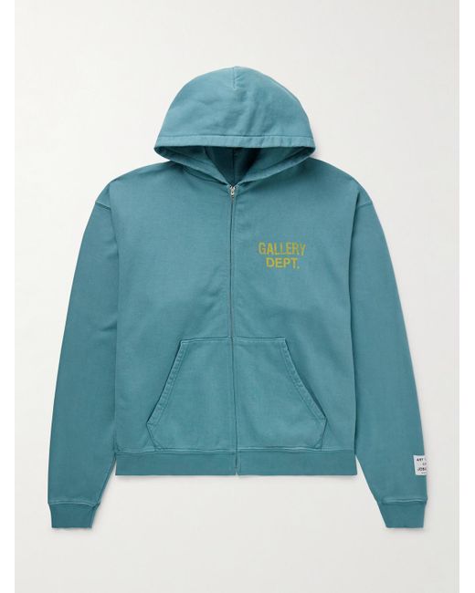 GALLERY DEPT. Blue 90's Logo-Print Cotton-Jersey Zip-Up Hoodie for men