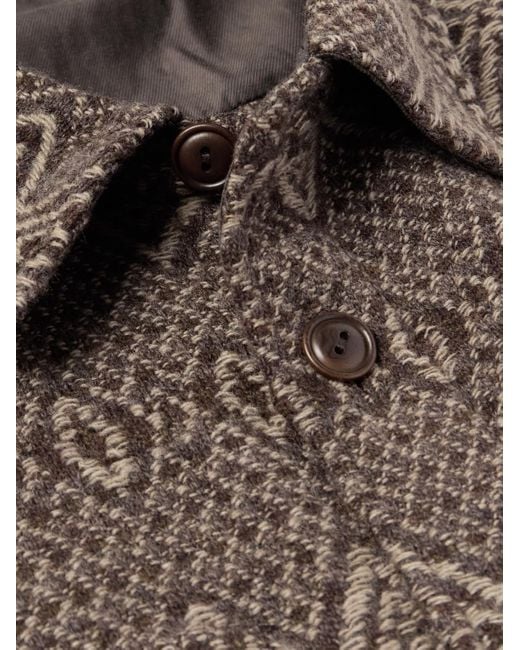 RRL Brown Jacquard-knit Wool Overshirt for men