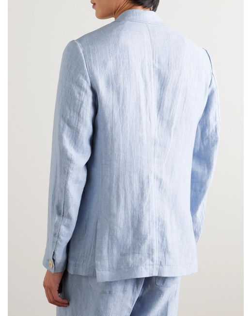 Oliver Spencer Blue Wyndhams Unstructured Linen Suit Jacket for men