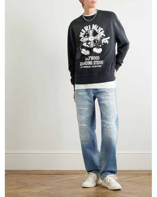 Amiri Blue Music Record Logo-Print Cotton-Jersey Sweatshirt for men