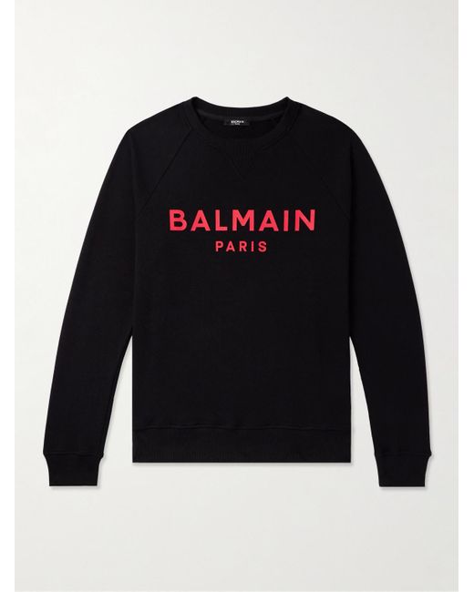 Balmain Black Logo-print Cotton-jersey Sweatshirt for men