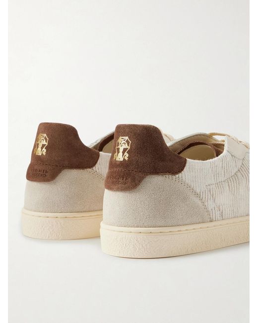 Brunello Cucinelli Natural Suede And Cotton Sneakers for men
