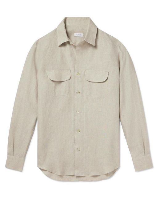 De Petrillo White Linen Shirt for men
