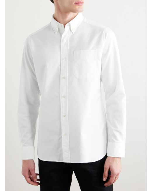 Camicia in cotone Oxford con collo button-down di Tom Ford in White da Uomo
