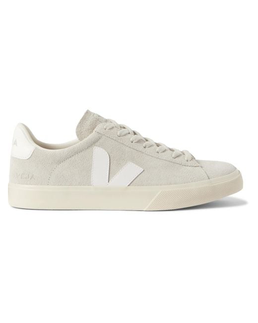 Veja White Campo Leather-trimmed Suede Sneakers for men