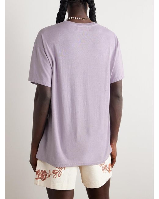 The Elder Statesman T-Shirt aus Jersey aus einer Baumwoll-Leinenmischung in Purple für Herren