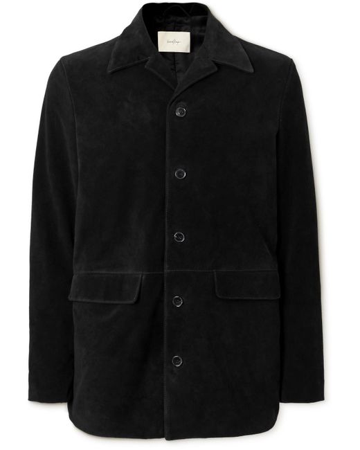 Second Layer Black Suede Overshirt for men