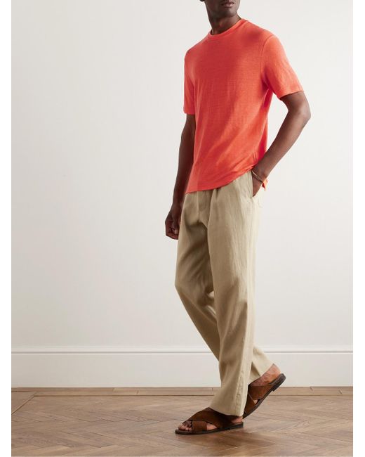Thom Sweeney Red Slim-fit Linen-blend Jersey T-shirt for men