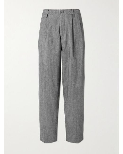 NN07 Gray Justin 10001 Straight-leg Herringbone Wool And Cotton-blend Suit Trousers for men