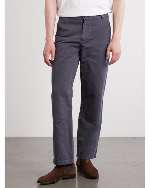 Mr P. Blue Straight-Leg Cotton And Linen-Blend Trousers for men