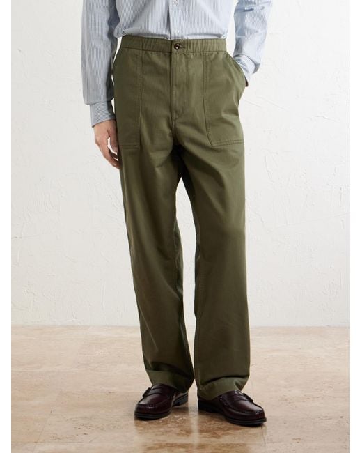 Drake's Green Straight-Leg Cotton-Blend Cargo Trousers for men