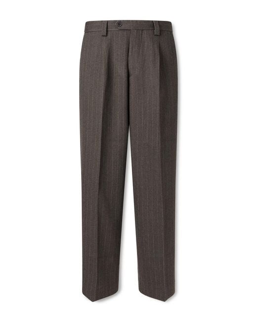 Enfants Riches Deprimes Gray Straight-Leg Pleated Pinstriped Virgin Wool Trousers for men