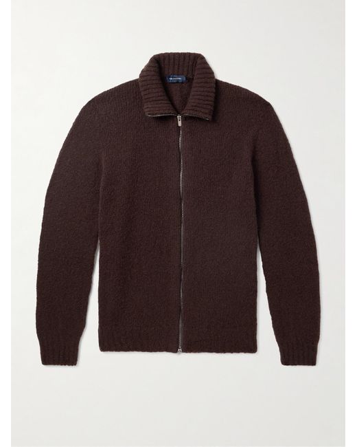 Thom Sweeney Red Slim-Fit Merino Wool-Blend Zip-Up Cardigan for men