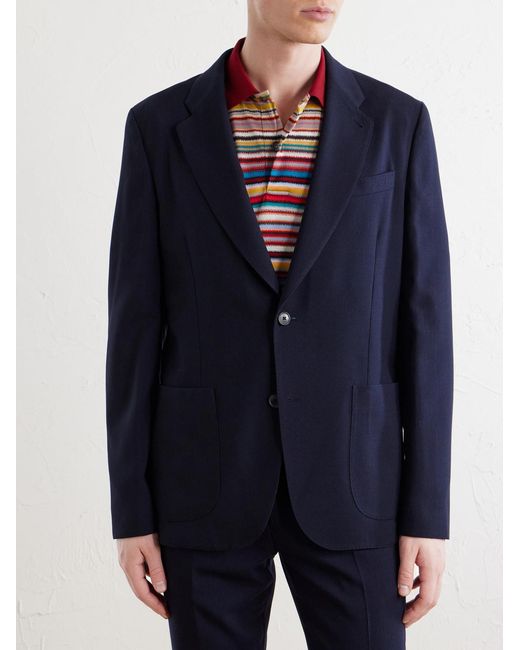 Paul Smith Blue Wool-hopsack Suit Jacket for men