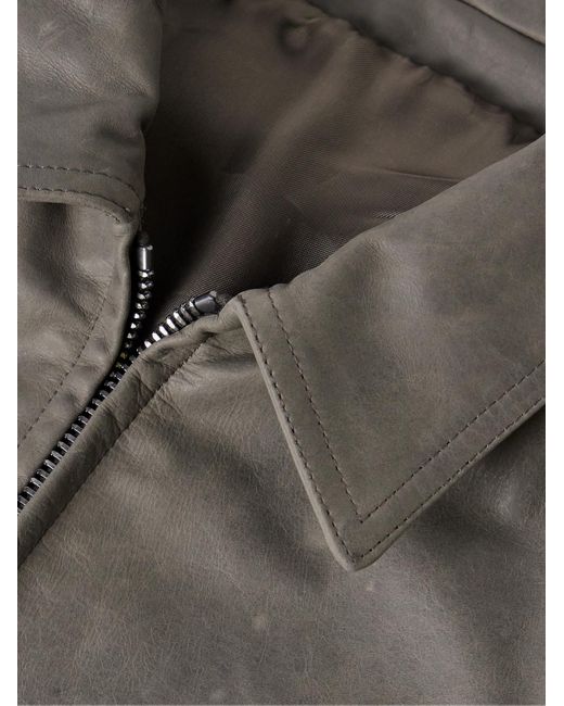 Rick Owens Gray Brad Leather Jacket for men