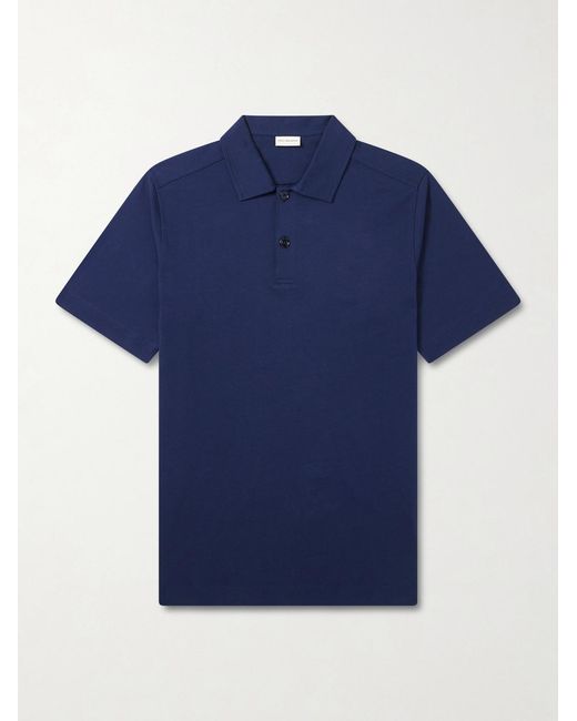 Dries Van Noten Blue Cotton-Jersey Polo Shirt for men