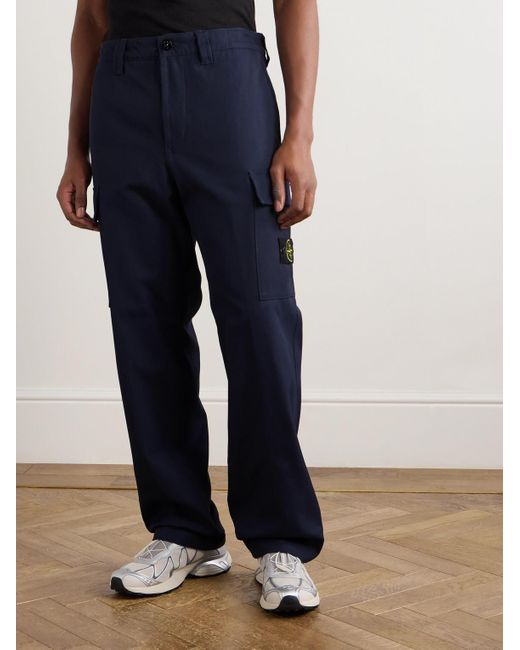 Stone Island Gerade geschnittene Cargohose aus Baumwoll-Canvas in Blue für Herren