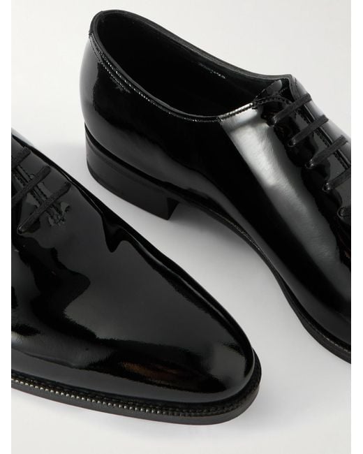 John Lobb Black Marldon Whole-Cut Patent-Leather Oxford Shoes for men