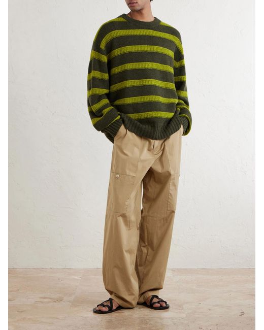 The Elder Statesman Green Ridgeline Striped Cashmere-Blend Sweater for men