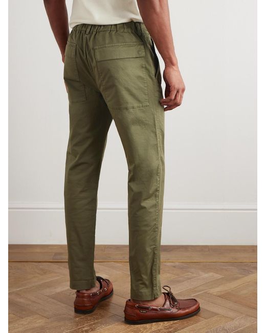 Barena Green Tapered Stretch-Cotton Gabardine Trousers for men