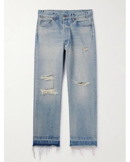 Céline Blue Wesley Straight-Leg Distressed Jeans for men