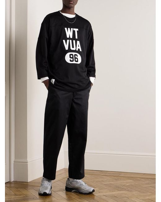 (w)taps Blue Straight-Leg Cotton-Blend Twill Trousers for men
