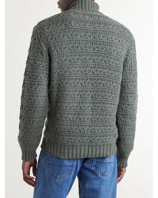 Canali Gray Alpaca-Blend Zip-Up Sweater for men