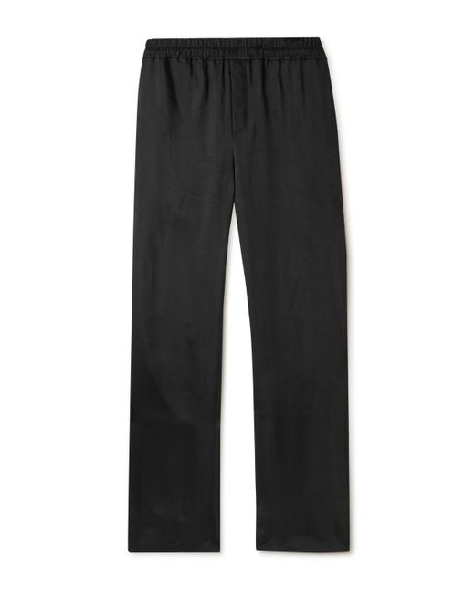 Saint Laurent Black Straight-leg Satin-twill Trousers for men