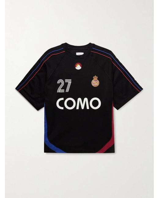 Rhude Black Como 1907 Embroidered Printed Cotton-Blend Jersey T-Shirt for men
