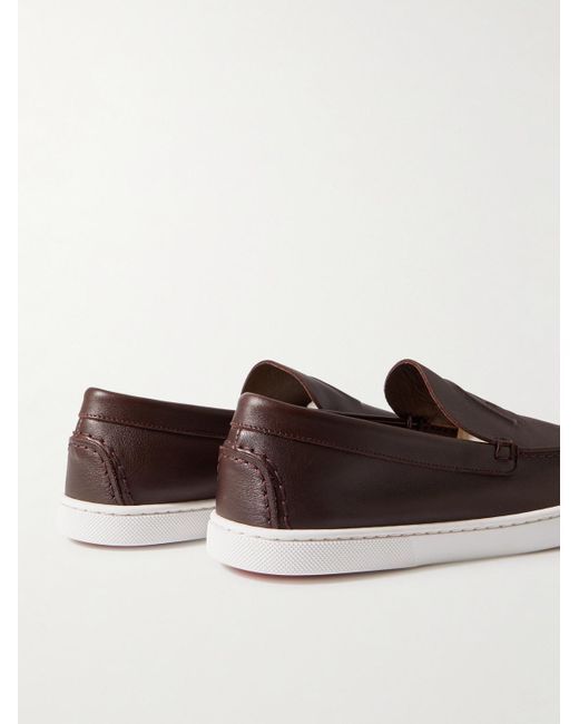 Christian Louboutin Brown Varsiboat Logo-embossed Leather Loafers for men