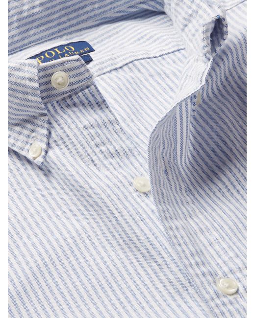 Polo Ralph Lauren White Slim-Fit Striped Cotton Oxford Shirt for men