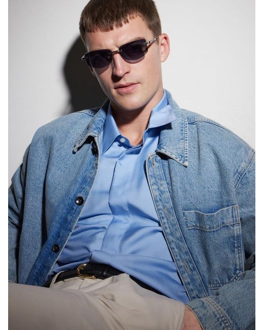 Dita Eyewear Blue Trysim.75 Square-Frame-Tone Titanium Sunglasses for men
