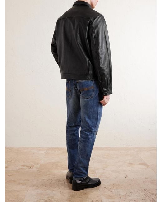 Nudie Jeans Black Blake Leather Jacket for men