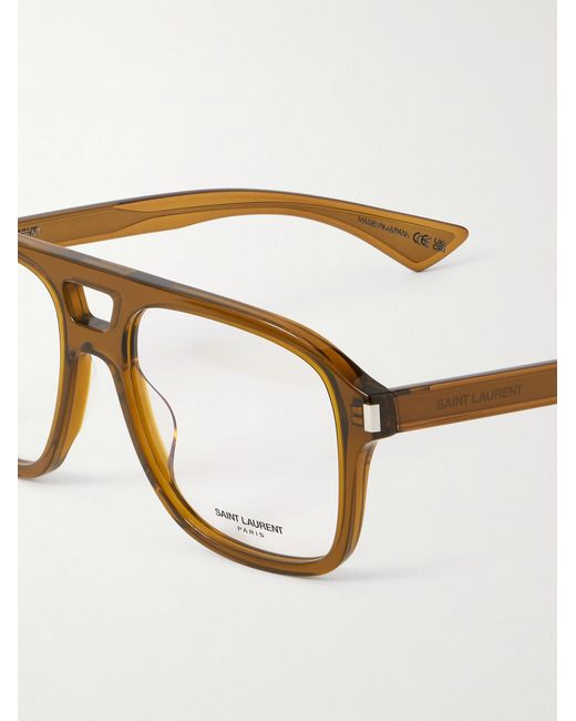 Saint Laurent Brown Aviator-Style Acetate Optical Glasses for men