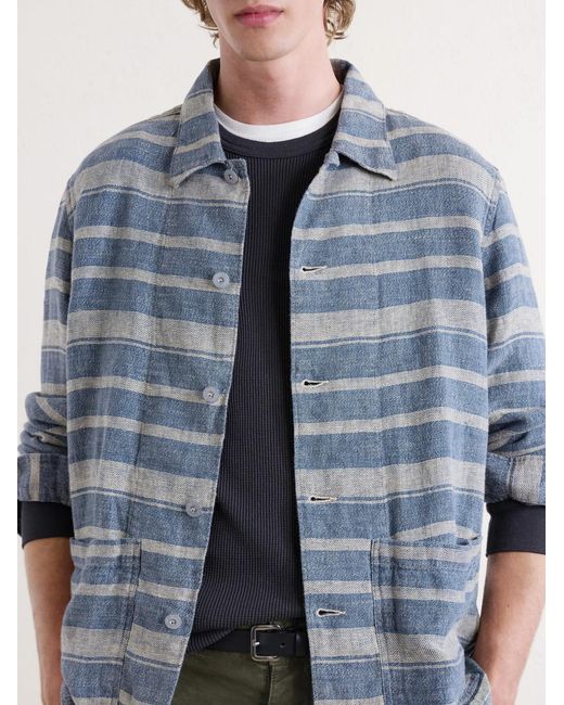RRL Blue Striped Linen Shirt for men