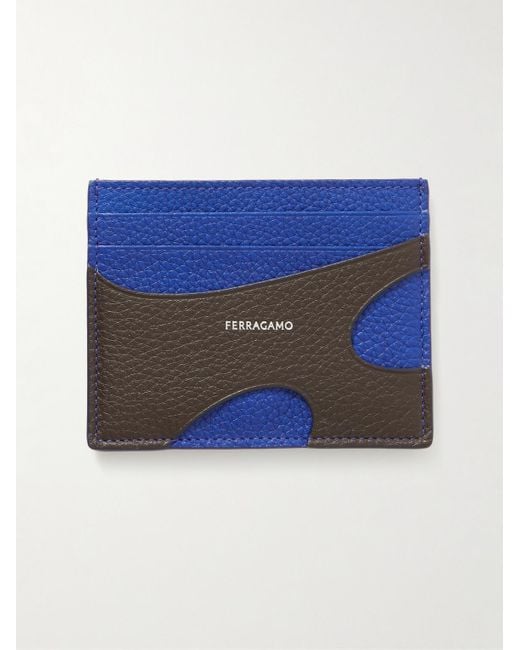 Portacarte cut-out in pelle pieno fiore con logo di Ferragamo in Blue da Uomo