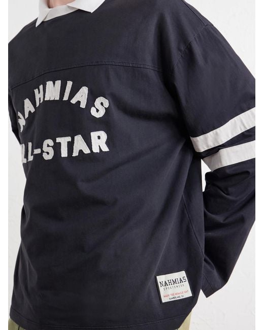 NAHMIAS Blue All Star Varsity Logo-Appliquéd Striped Cotton-Jersey T-Shirt for men
