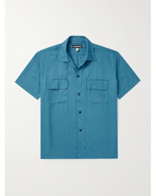 Monitaly Blue 50's Milano Lyocell Shirt for men