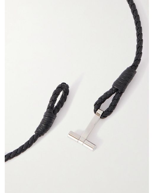 Woven Leather And-Tone Wrap Bracelet di Tom Ford in Black da Uomo