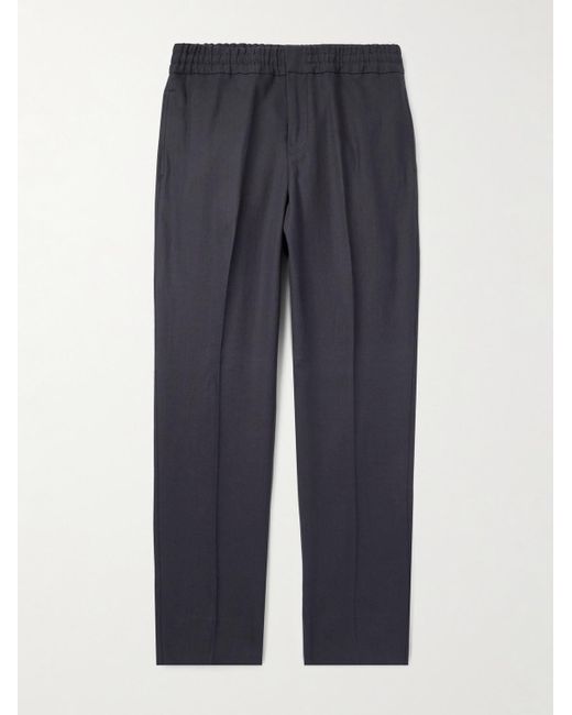 Zegna Blue Straight-leg Linen-twill Trousers for men