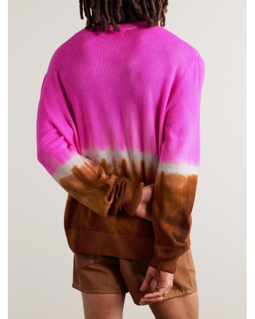 The Elder Statesman Pink Tranquility Tie-dyed Cashmere Sweater for men