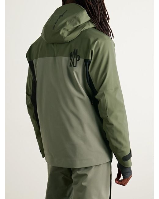 Moncler Green Vallatscha Colour-Block Logo-Appliquéd Padded Hooded Down Ski Jacket for men