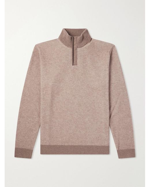 Slowear Pink Virgin Wool Half-Zip Sweater for men