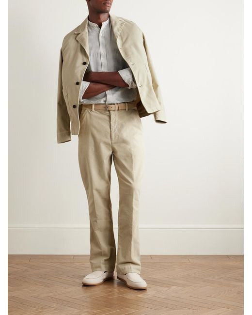 Officine Generale Natural Greg Straight-Leg Garment-Dyed Cotton-Moleskin Trousers for men
