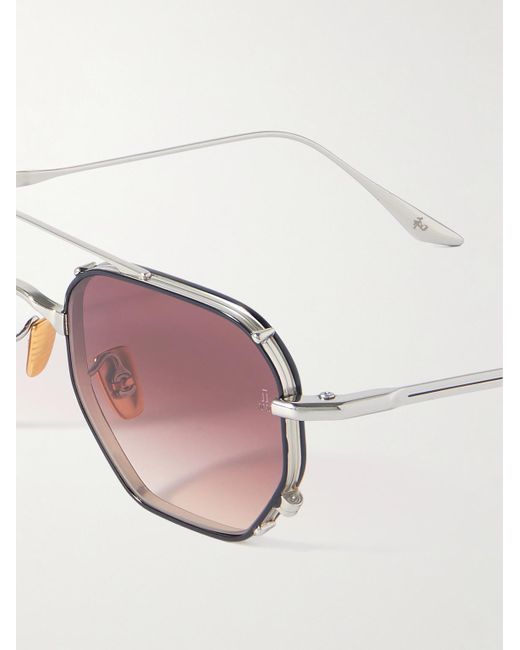 Jacques Marie Mage Pink Marbot Aviator-style Silver-tone And Acetate Sunglasses for men